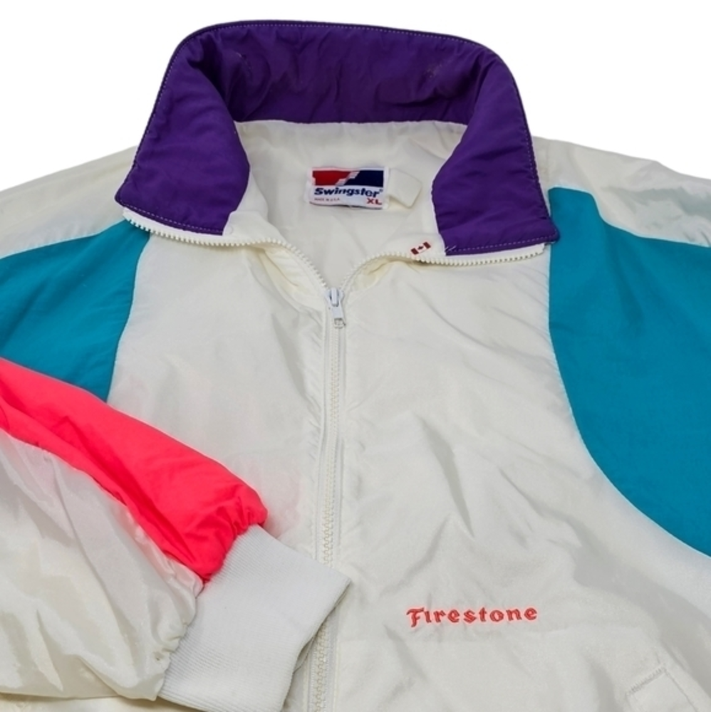 90's Swingster Made in USA Firestone Vintage Nylon Zip Up Jacket Unisex Size XL